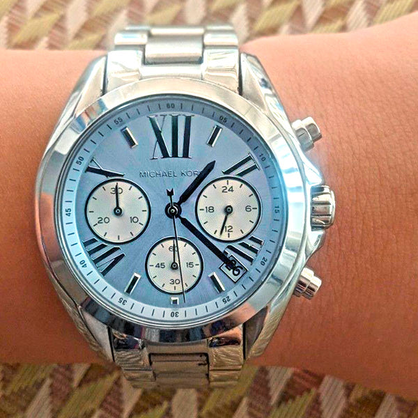 Michael Kors Bradshaw Chronograph Blue Dial Silver Steel Strap Watch For Women - MK6098 Buy Now By Michael Kors