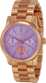 Michael Kors Runway Chronograph Purple Dial Rose Gold Steel Strap Watch For Women - MK6163 Buy Now By Michael Kors