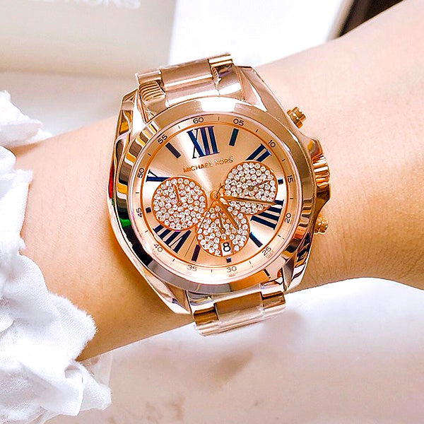 Michael Kors Bradshaw Chronograph Rose Gold Dial Rose Gold Steel Strap Watch For Women - MK6321 Buy Now By Michael Kors