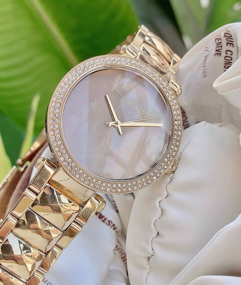 Michael Kors Parker Gold Mother of Pearl Dial Gold Steel Strap Watch for Women - MK6425 Buy Now By Michael Kors
