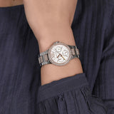 Shop Michael Kors Camille Multifunction White Dial Two Tone Steel Strap Watch For Women - MK6846 in USA