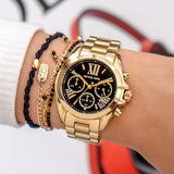 Michael Kors Bradshaw Chronograph Black Dial Gold Steel Strap Watch For Women - MK6959 Buy Now By Michael Kors