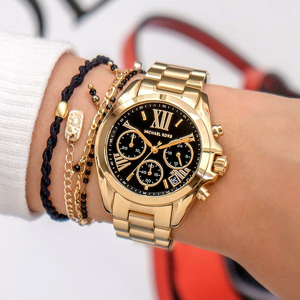 Michael Kors Bradshaw Chronograph Black Dial Gold Steel Strap Watch For Women - MK6959 Buy Now By Michael Kors