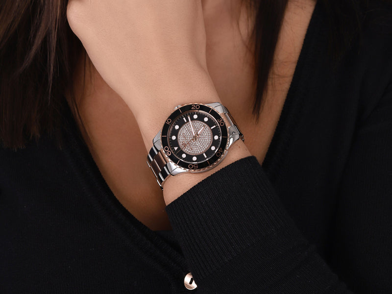 Michael Kors Runway Quartz Black Dial Two Tone Steel Strap Watch For Women - MK6960 Buy Now By Michael Kors