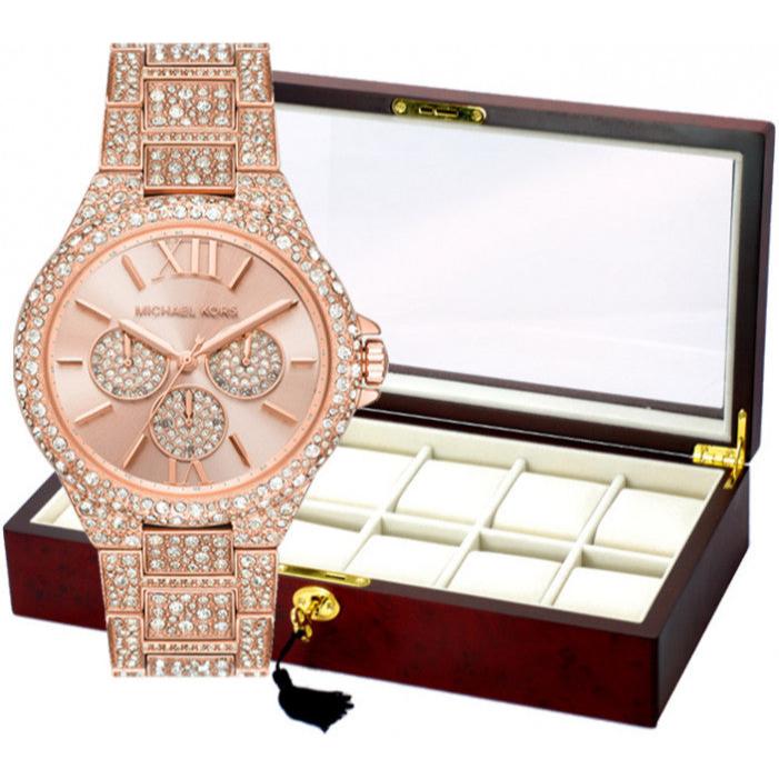 Michael Kors Camille Multifunctional Crystals Rose Gold Dial Rose Gold Steel Strap Watch for Women - MK6961 Buy Now By Michael Kors