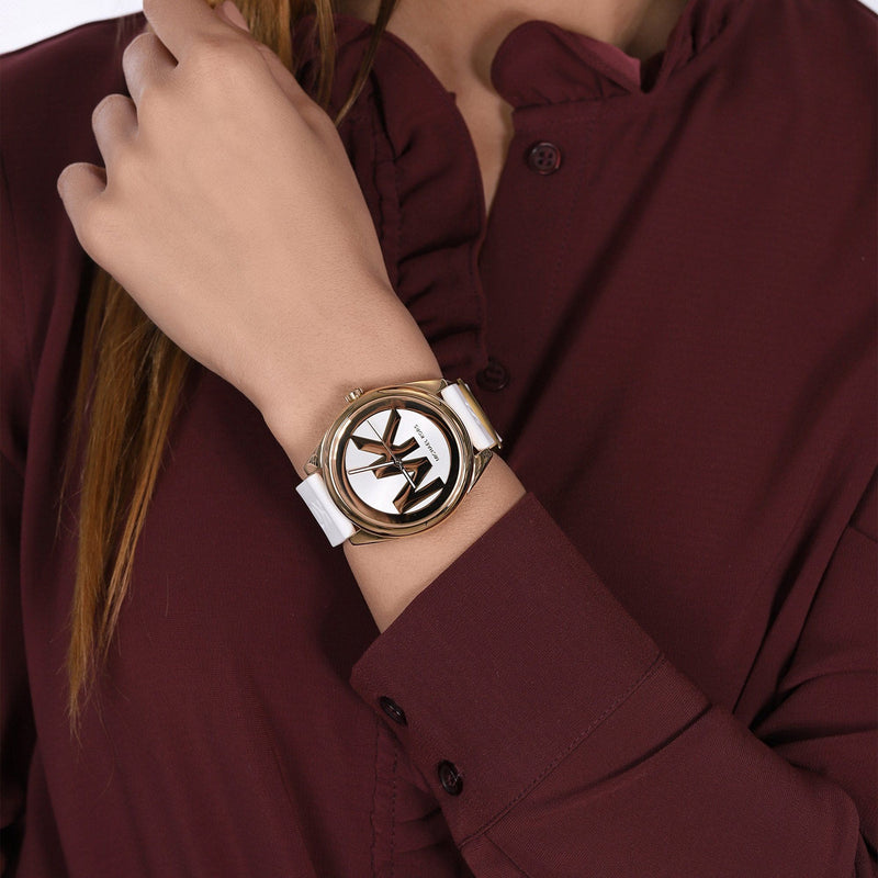 Michael Kors Janelle Three Hand Silver Dial White Rubber Strap Watch For Women - MK7141 Buy Now By Michael Kors