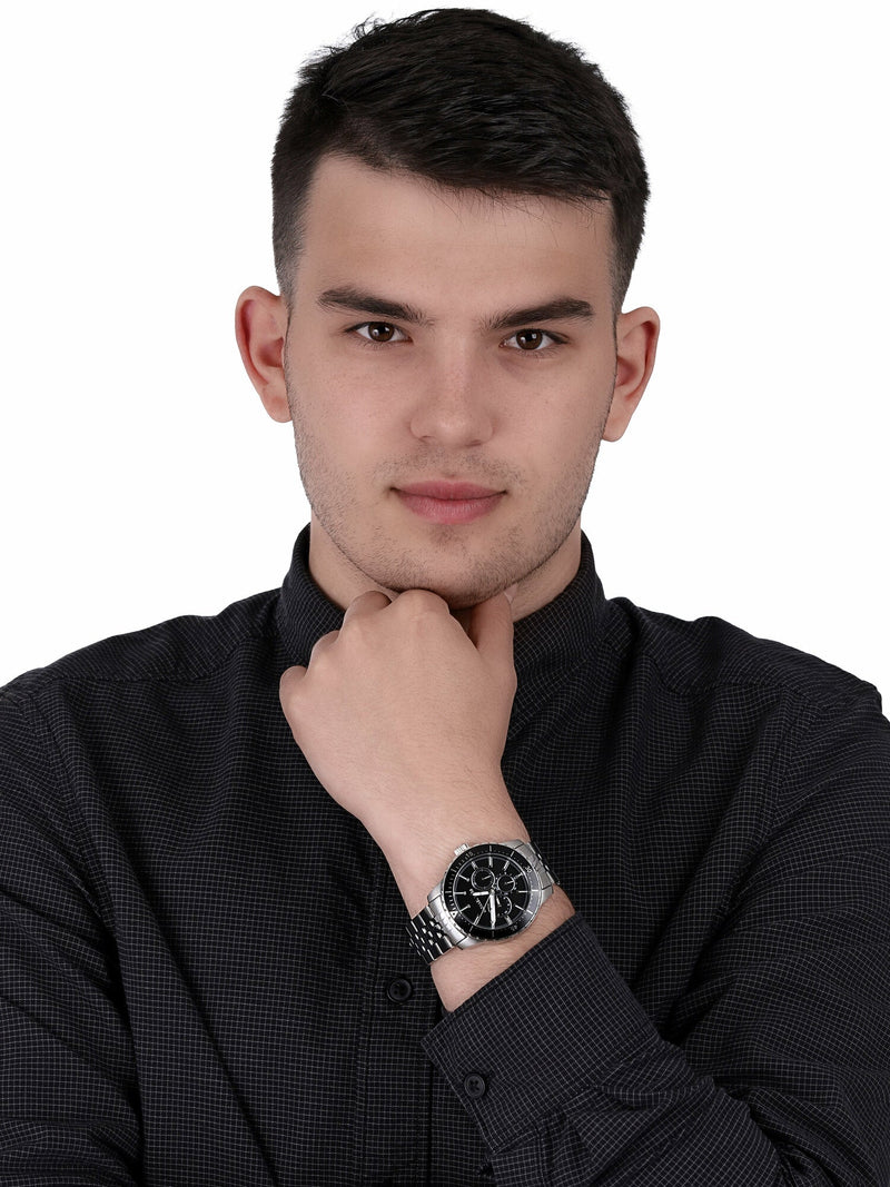 Michael Kors Cunningham Multifunction Black Dial Silver Steel Strap Watch For Men - MK7156 Buy Now By Michael Kors