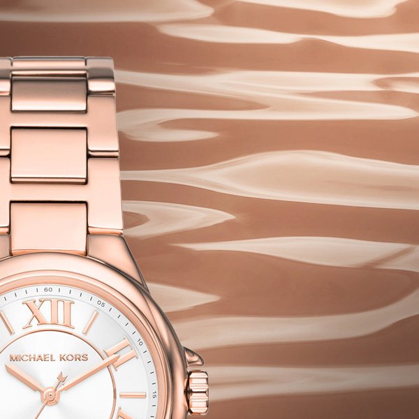 Michael Kors Camille Quartz White Dial Rose Gold Steel Strap Watch For Women - MK7256