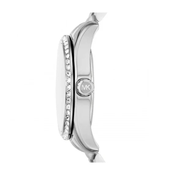 Michael Kors Lexington Lux Three Hand Mother of Pearl Silver Dial Silver Steel Strap Watch for Women - MK7445 Buy Now By Michael Kors