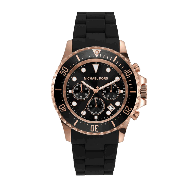 Michael Kors Everest Chronograph Black Dial Black Silicone Strap Watch For Men - MK9055 Buy Now By Michael Kors