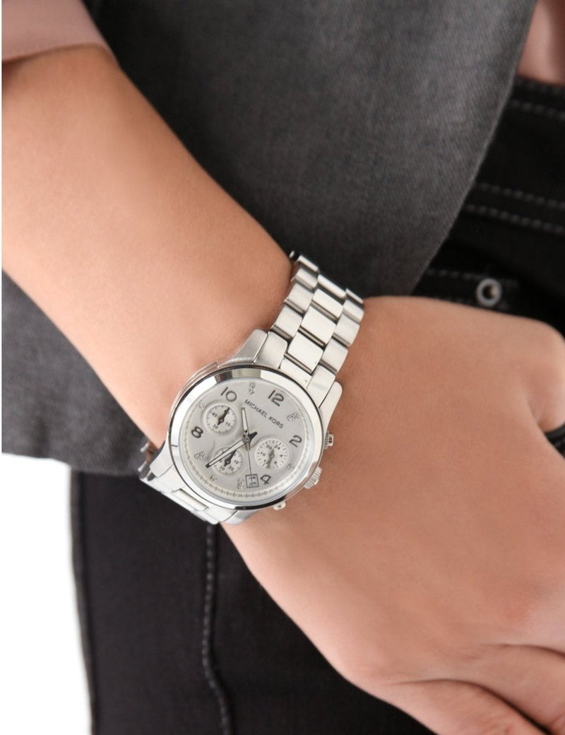 Michael Kors Runway Chronograph Silver Dial Silver Steel Strap Watch For Women - MK7325 Buy Now By Michael Kors