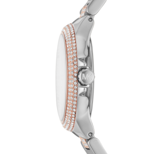 Shop Michael Kors Camille Multifunction White Dial Two Tone Steel Strap Watch For Women - MK6846 in USA