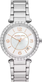 Michael Kors Parker Three Hand Mother of Pearl White Dial Silver Steel Strap Watch For Women - MK4694 Buy Now By Michael Kors
