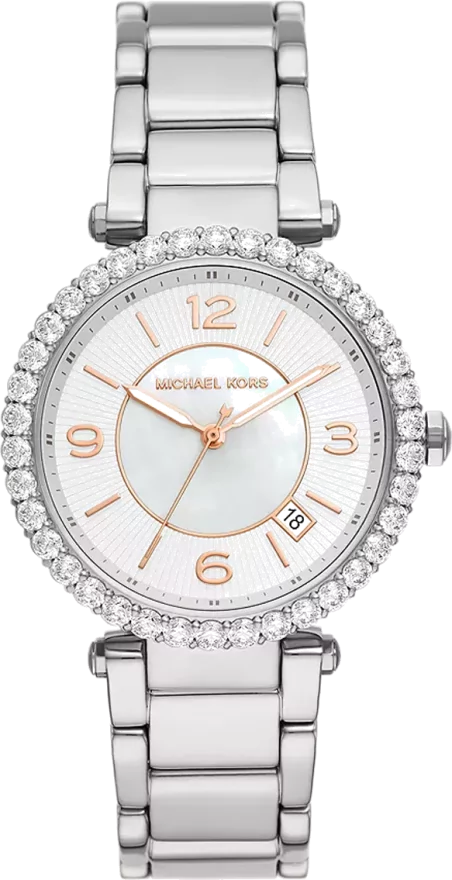 Michael Kors Parker Three Hand Mother of Pearl White Dial Silver Steel Strap Watch For Women - MK4694 Buy Now By Michael Kors