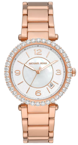 Michael Kors Parker Three-Hand Mother of Pearl White Dial Rose Gold Steel Strap Watch For Women - MK4695 Buy Now By Michael Kors