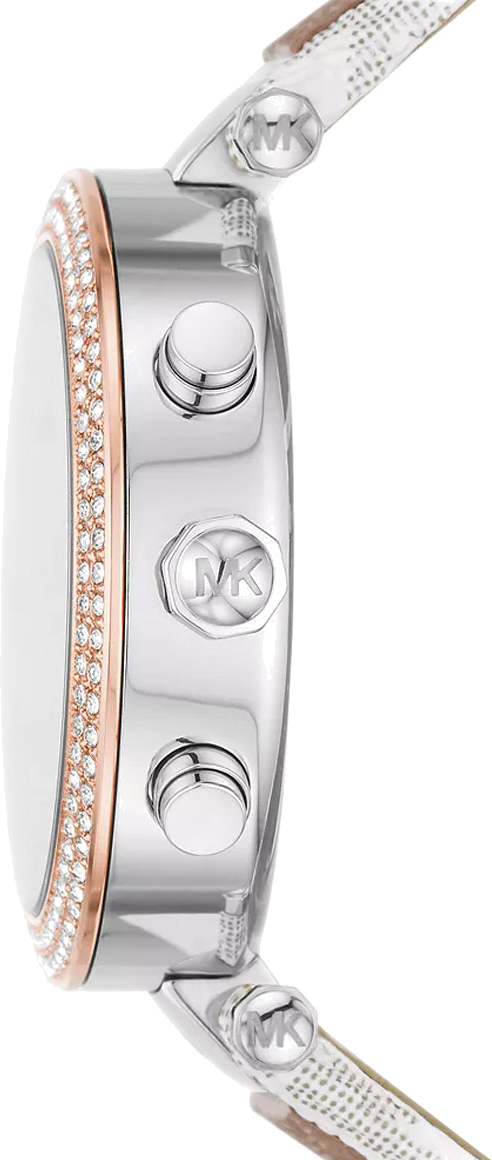 Michael Kors Parker Chronograph White Dial Two Tone Leather Strap Watch For Women - MK6950