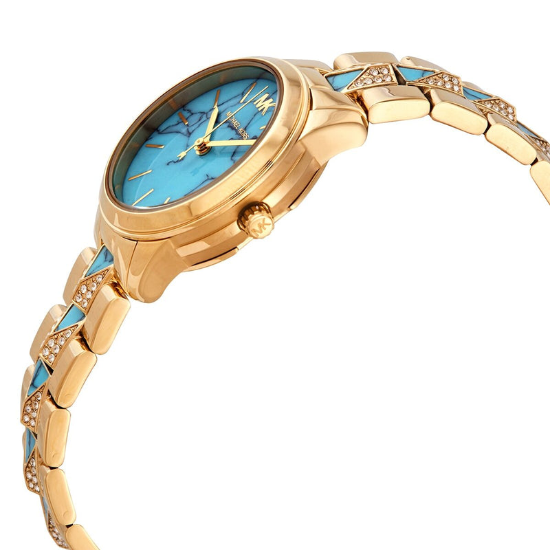Michael Kors Petite Runway Mercer Blue Dial Gold Steel Strap Watch For Women - MK6673 Buy Now By Michael Kors