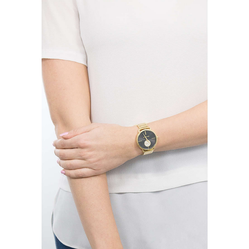 Michael Kors Portia Black Dial Gold Steel Strap Watch for Women - MK3788 Buy Now By Michael Kors