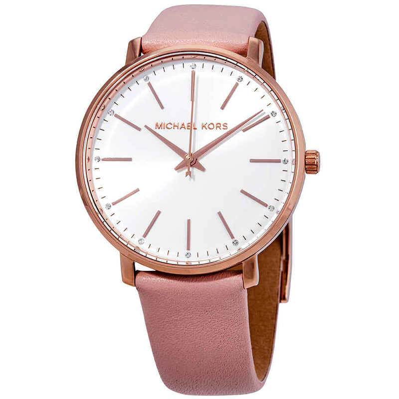 Michael Kors Pyper Analog White Dial Pink Leather Strap Watch For Women - MK2803 Buy Now By Michael Kors