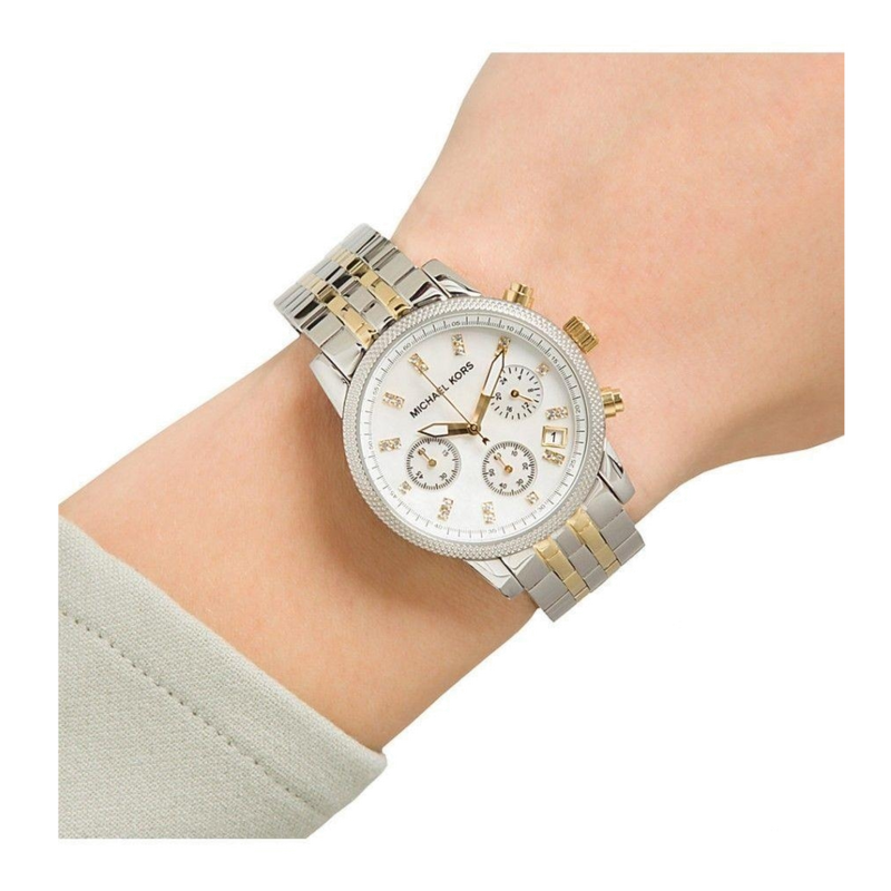 Michael Kors Ritz Chronograph White Dial Two Tone Steel Strap Watch for Women - MK5057 Buy Now By Michael Kors