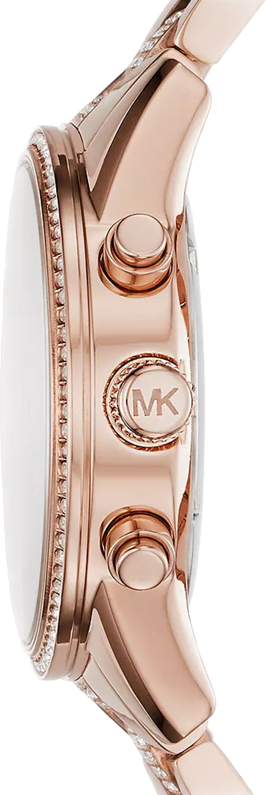 Michael Kors Ritz Chronograph Rose Gold Dial Rose Gold Steel Strap Watch For Women - MK6485