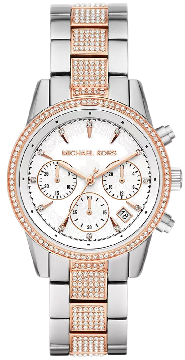 Michael Kors Ritz Chronograph White Dial Two Tone Steel Strap Watch For Women - MK6651 Buy Now By Michael Kors