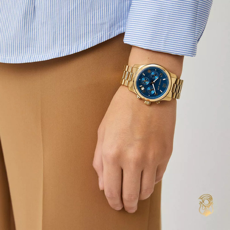 Michael Kors Runway Chronograph Blue Dial Gold Steel Strap Watch For Women - MK7353 Buy Now By Michael Kors