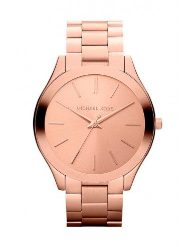 Shop Michael Kors Slim Runway Rose Gold Dial Rose Gold Steel Strap Watch for Women - MK3197 in USA