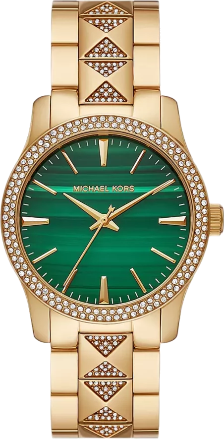 Michael Kors Runway Three Hand Green Dial Gold Steel Strap Watch For Women - MK7390 Buy Now By Michael Kors
