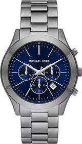 Michael Kors Slim Runway Chronograph Blue Dial Grey Steel Strap Watch For Men - MK8987 Buy Now By Michael Kors