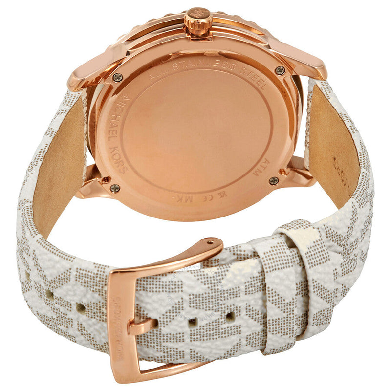 Michael Kors Runway Quartz Rose Gold Dial White Leather Strap Watch For Women - MK6980 Buy Now By Michael Kors