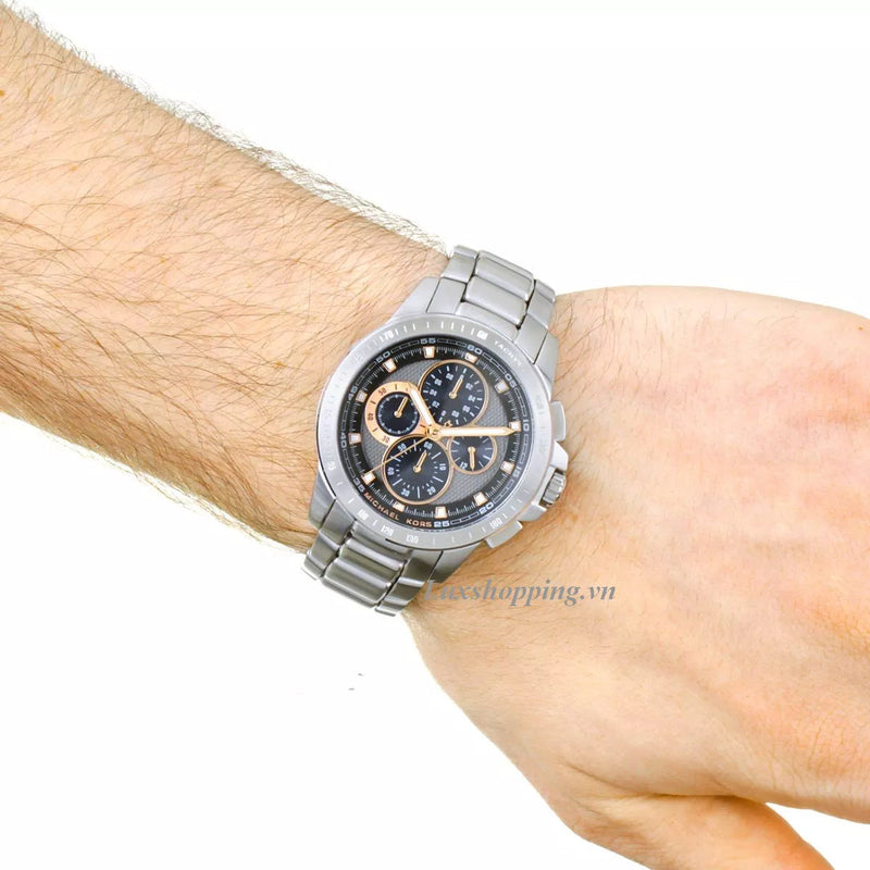 Michael Kors Ryker Chronograph Black Dial Silver Steel Strap Watch For Men - MK8528 Buy Now By Michael Kors