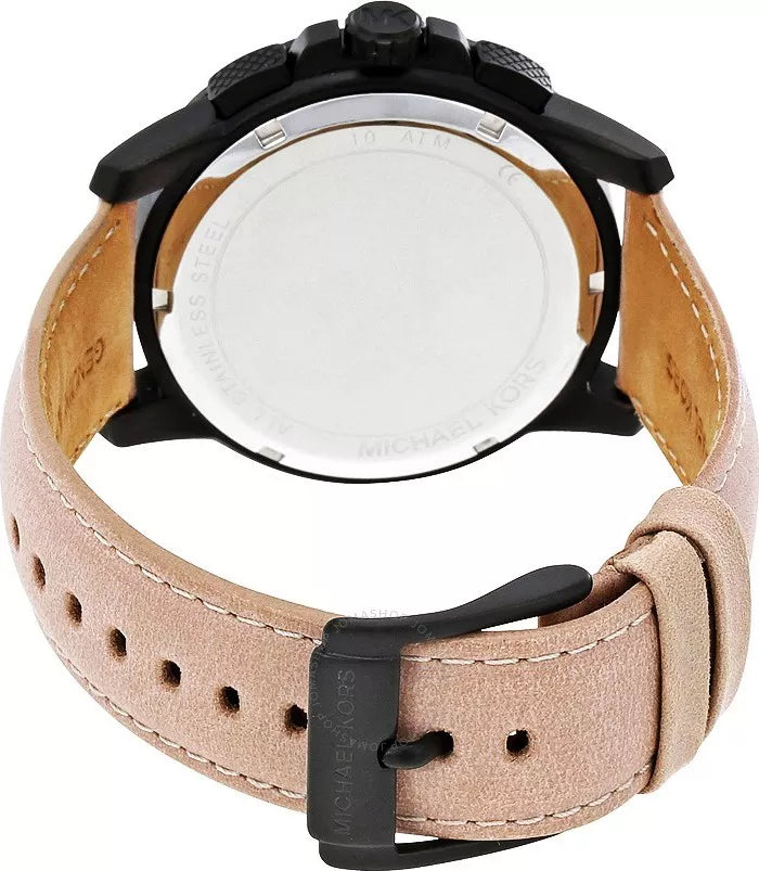 Michael Kors Ryker Chronograph Black Dial Beige Leather Strap Watch For Men - MK8520 Buy Now By Michael Kors