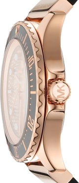 Michael Kors Everest Analog Rose Gold Dial Black Silicone Strap Watch For Women - MK7358 Buy Now By Michael Kors