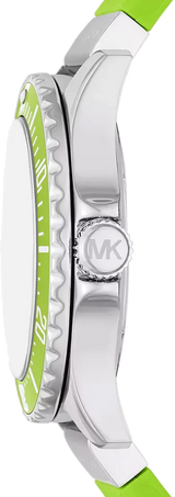 Michael Kors Everest Three Hand Crystals Silver Dial Green Silicone Strap Watch For Women - MK7360 Buy Now By Michael Kors