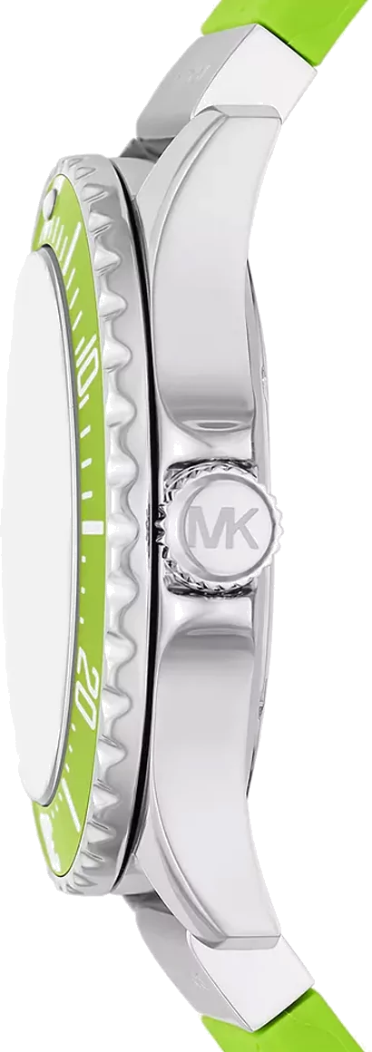 Michael Kors Everest Three Hand Crystals Silver Dial Green Silicone Strap Watch For Women - MK7360 Buy Now By Michael Kors