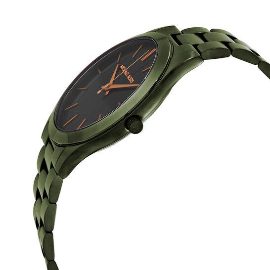 Michael Kors Slim Runway Quartz Black Dial Green Steel Strap Watch For Men - MK8715 Buy Now By Michael Kors