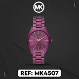 Shop Michael Kors Slim Runway Quartz Purple Dial Purple Steel Strap Watch For Women - MK4507 in USA