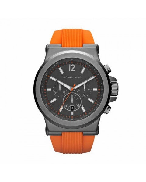 Shop Michael Kors Dylan Chronograph Grey Dial Orange Rubber Strap Watch for Men - MK8296 in USA