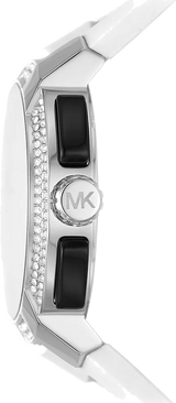 Michael Kors Sidney Multifunction Black Dial White Silicone Strap Watch For Women - MK6947 Buy Now By Michael Kors