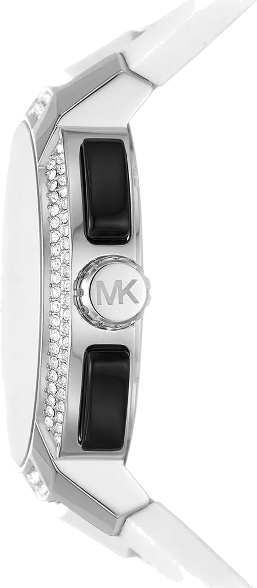 Michael Kors Sidney Multifunction Black Dial White Silicone Strap Watch For Women - MK6947 Buy Now By Michael Kors
