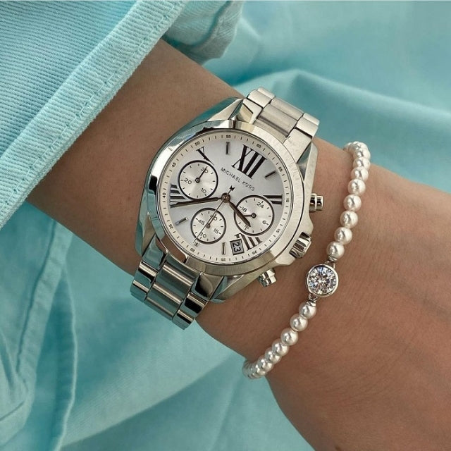 Michael Kors Bradshaw Chronograph Silver Dial Silver Steel Strap Watch for Women - MK6174 Buy Now By Michael Kors