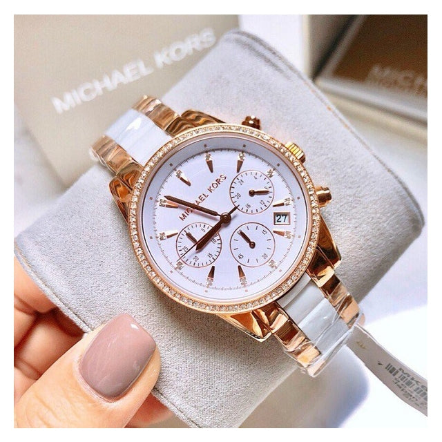 Michael Kors Ritz White Dial Two Tone Steel Strap Watch for Women - MK6324 Buy Now By Michael Kors