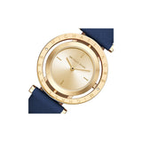 Michael Kors Averi Gold Dial Navy Blue Leather Strap Watch for Women - MK2526