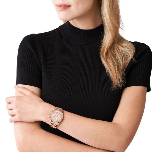 Michael Kors Lexington Chronograph Rose Gold Dial Rose Gold Steel Strap Watch for Women - MK7242 Buy Now By Michael Kors