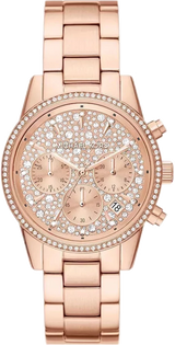 Michael Kors Ritz Chronograph Rose Gold Dial Rose Gold Steel Strap Watch For Women - MK7302 Buy Now By Michael Kors