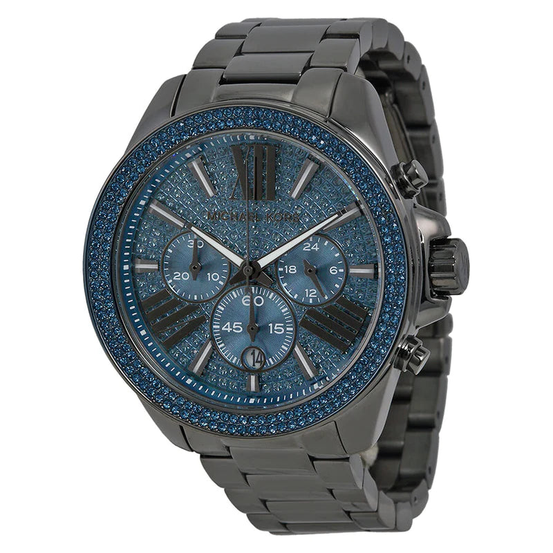 Michael Kors Wren Chronograph Quartz Blue Dial Grey Steel Strap Watch For Women - MK6097 Buy Now By Michael Kors