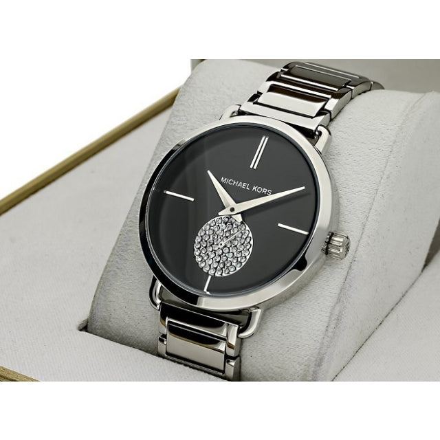 Michael Kors Portia Black Dial Silver Steel Strap Watch for Women - MK3638 Buy Now By Michael Kors