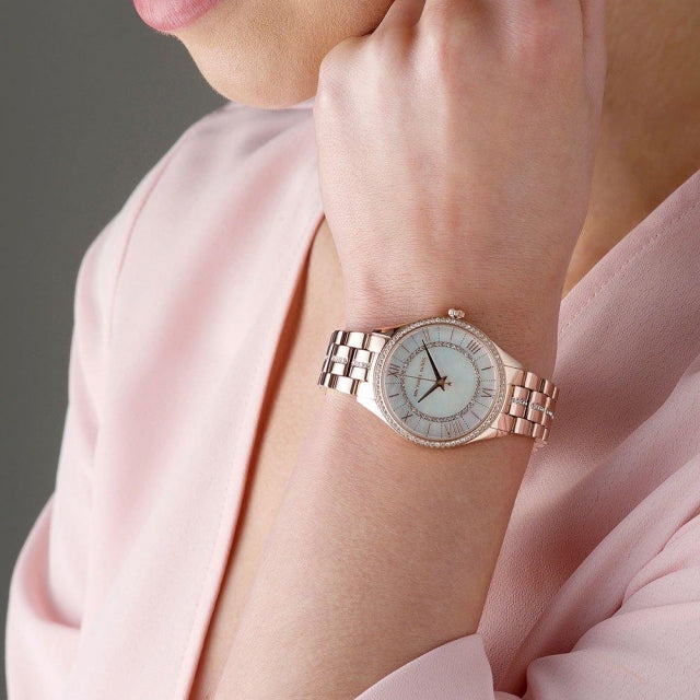 Michael Kors Lauryn Mother of Pearl Dial Rose Gold Steel Strap Watch for Women - MK3716 Buy Now By Michael Kors