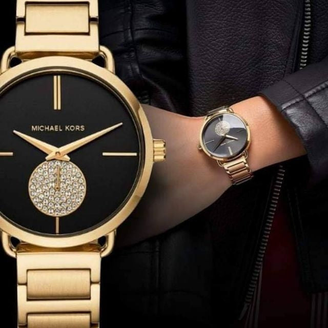 Michael Kors Portia Black Dial Gold Steel Strap Watch for Women - MK3788 Buy Now By Michael Kors